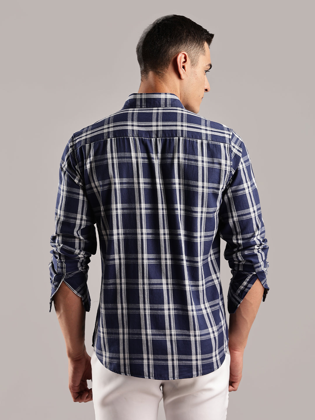 Melange Checks Navy Casual Shirt
