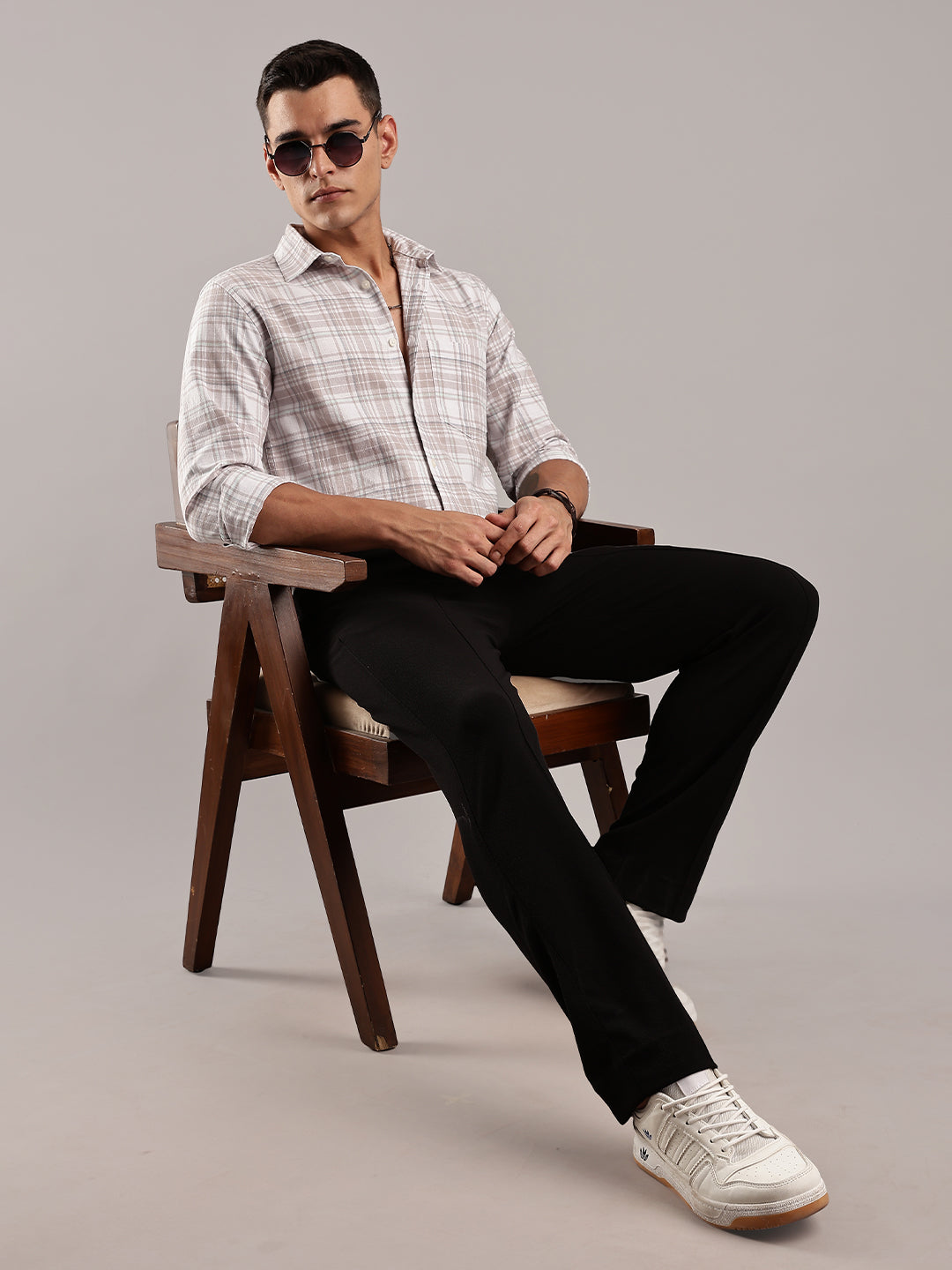 Brown Khadi Linen Checks Casual Shirt