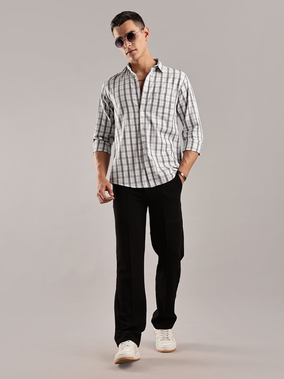 White Spread Collar Cotton Shirt