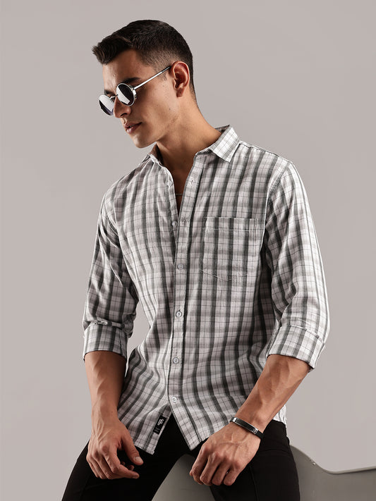 White Spread Collar Cotton Shirt