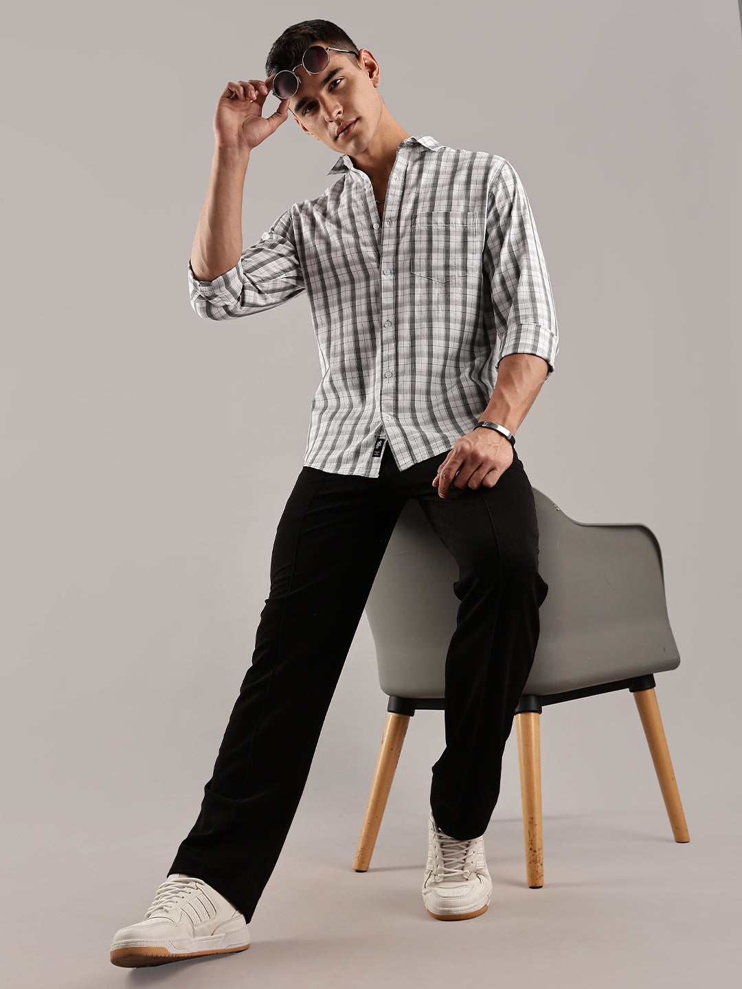 White Spread Collar Cotton Shirt