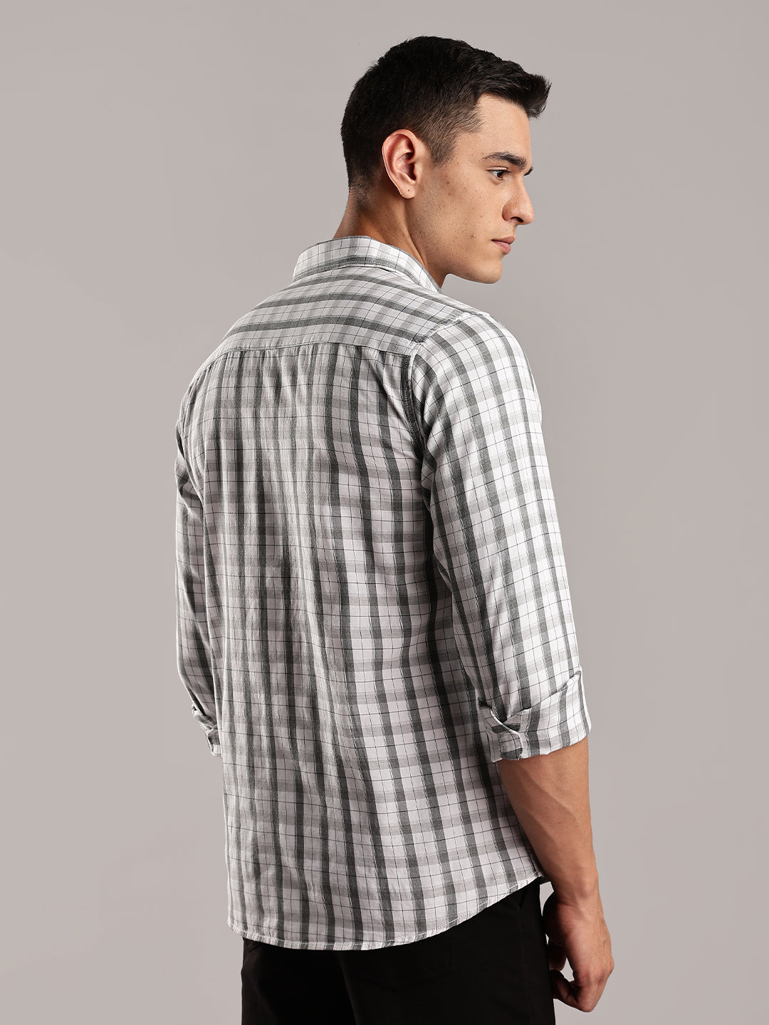 White Spread Collar Cotton Shirt