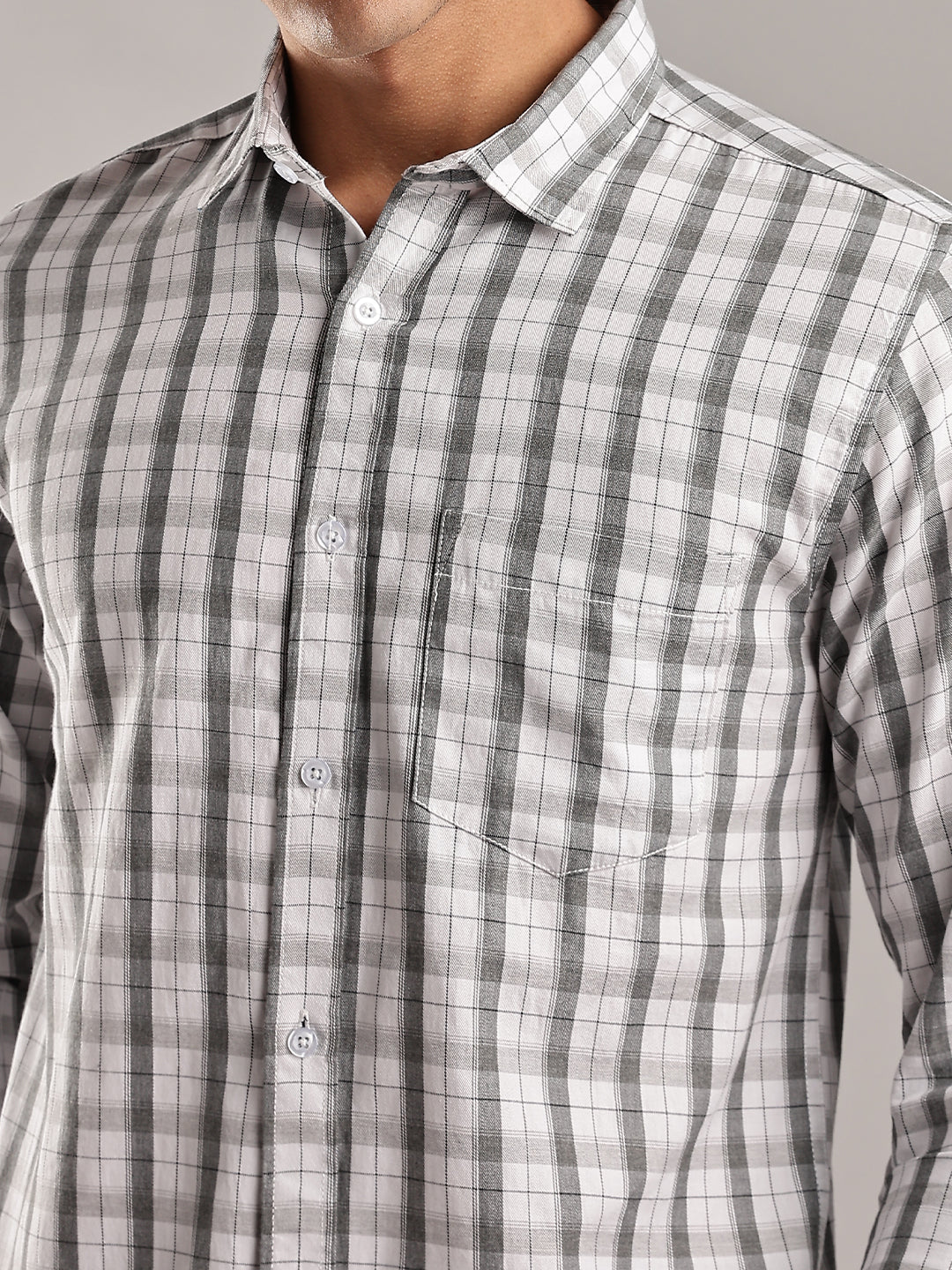 White Spread Collar Cotton Shirt