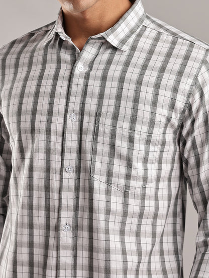 White Spread Collar Cotton Shirt