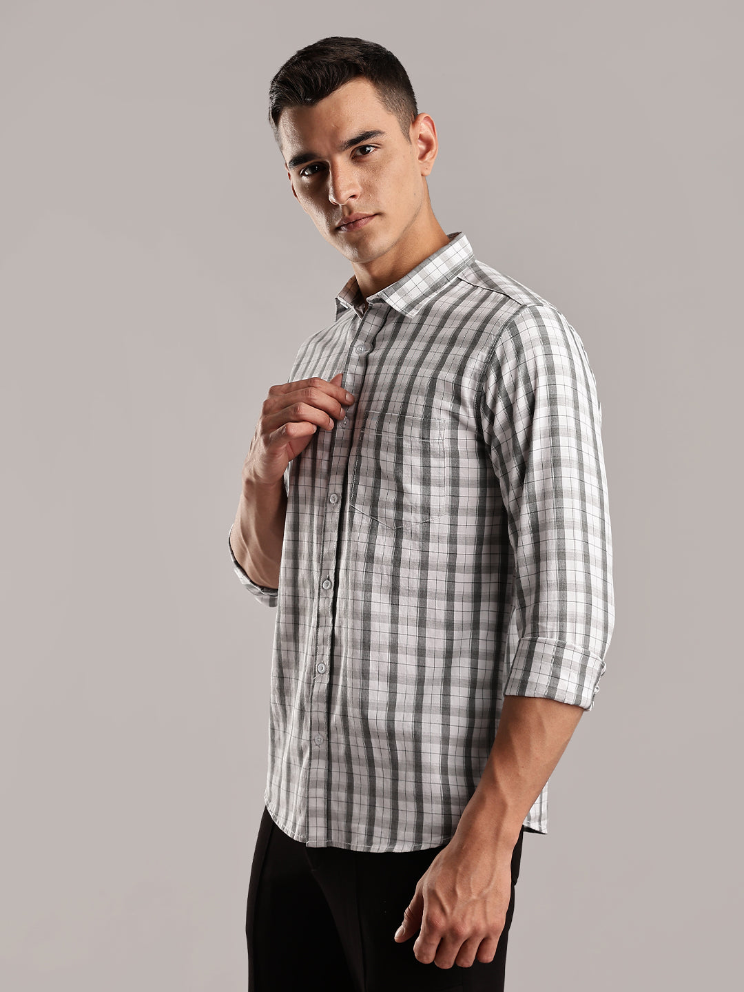 White Spread Collar Cotton Shirt