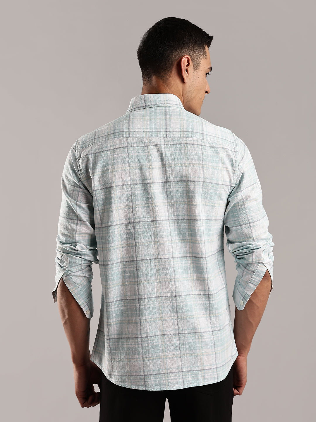 Khadi Linen Green Checks Shirt