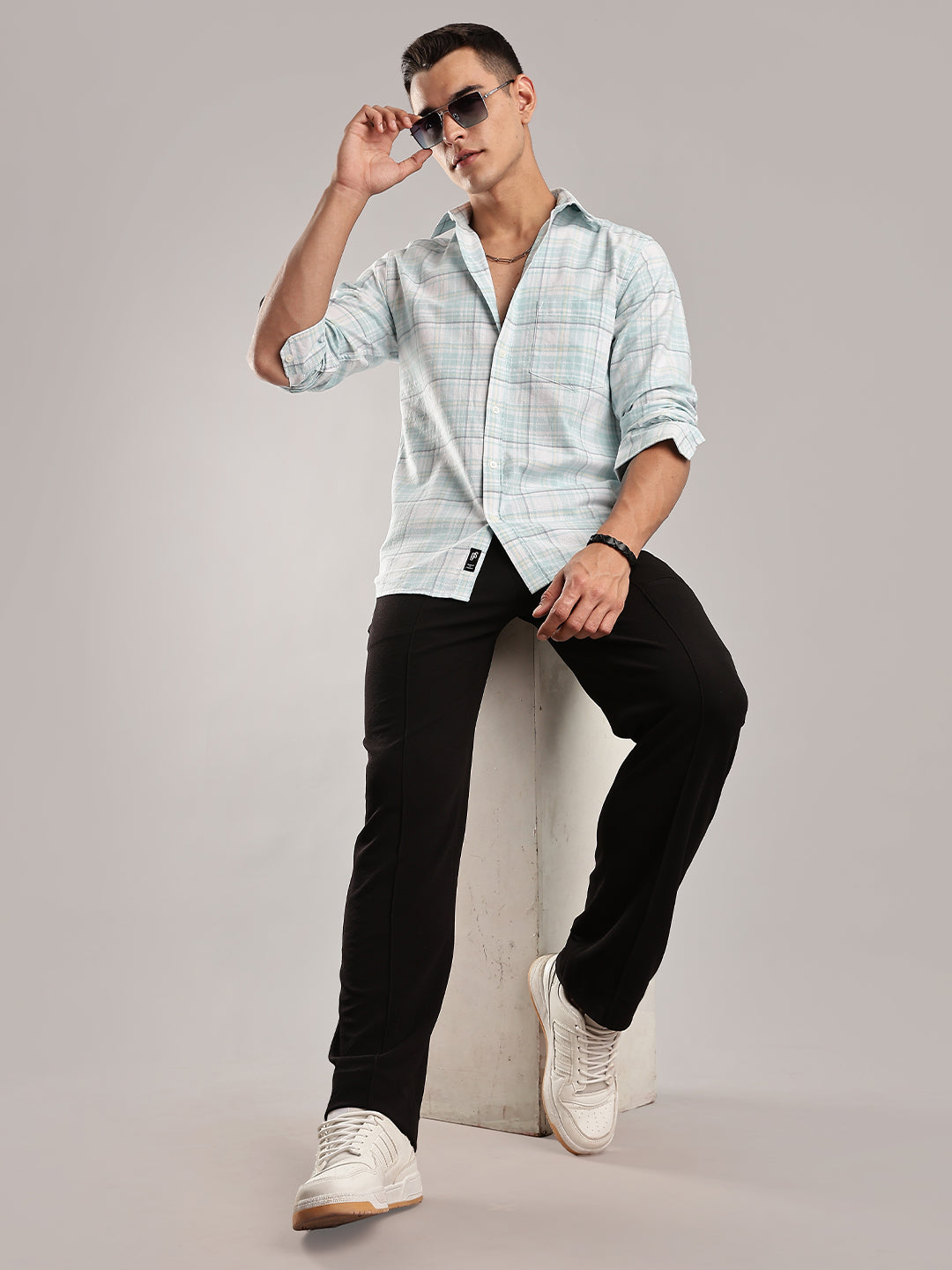 Khadi Linen Green Checks Shirt