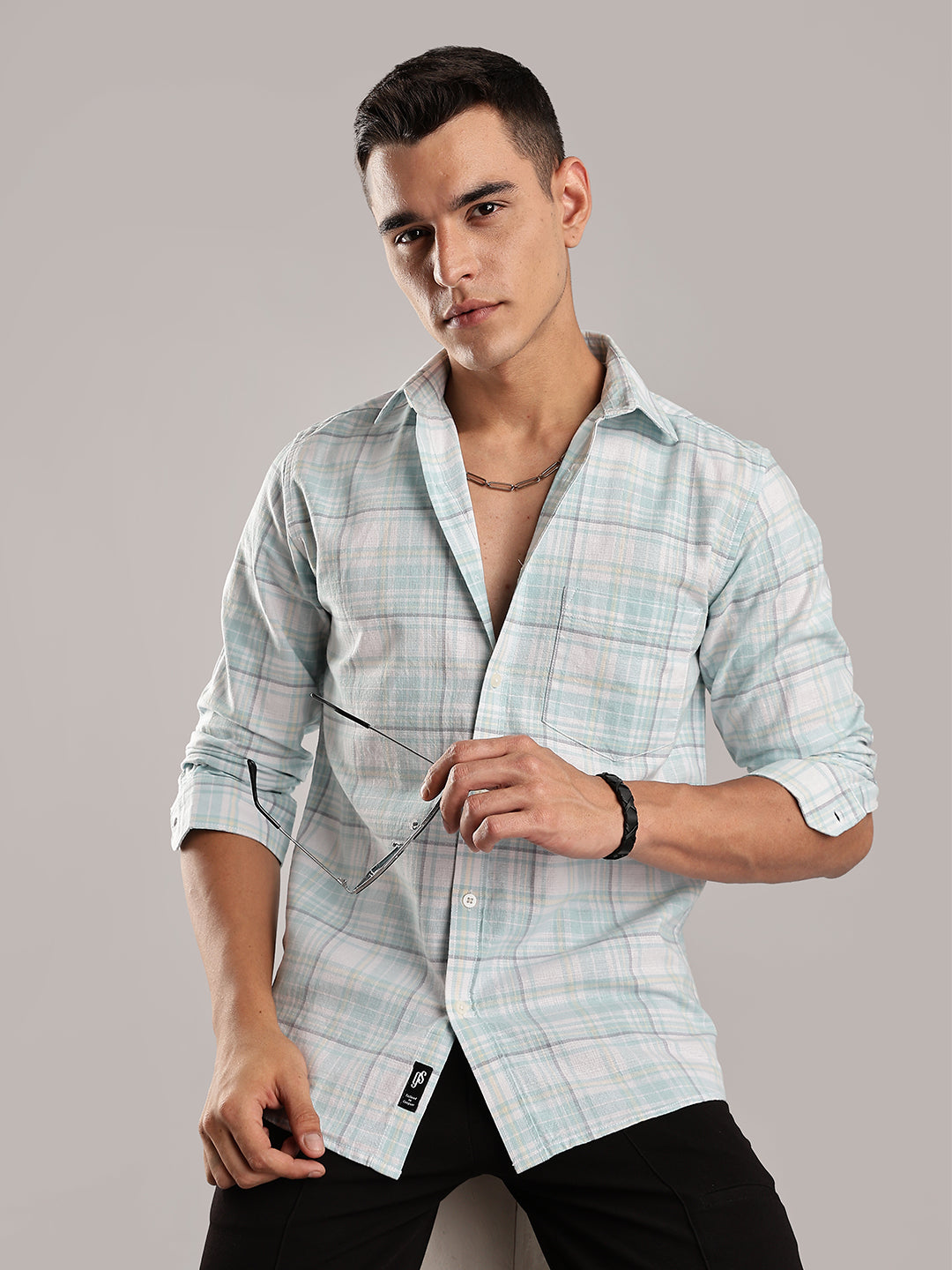 Khadi Linen Green Checks Shirt