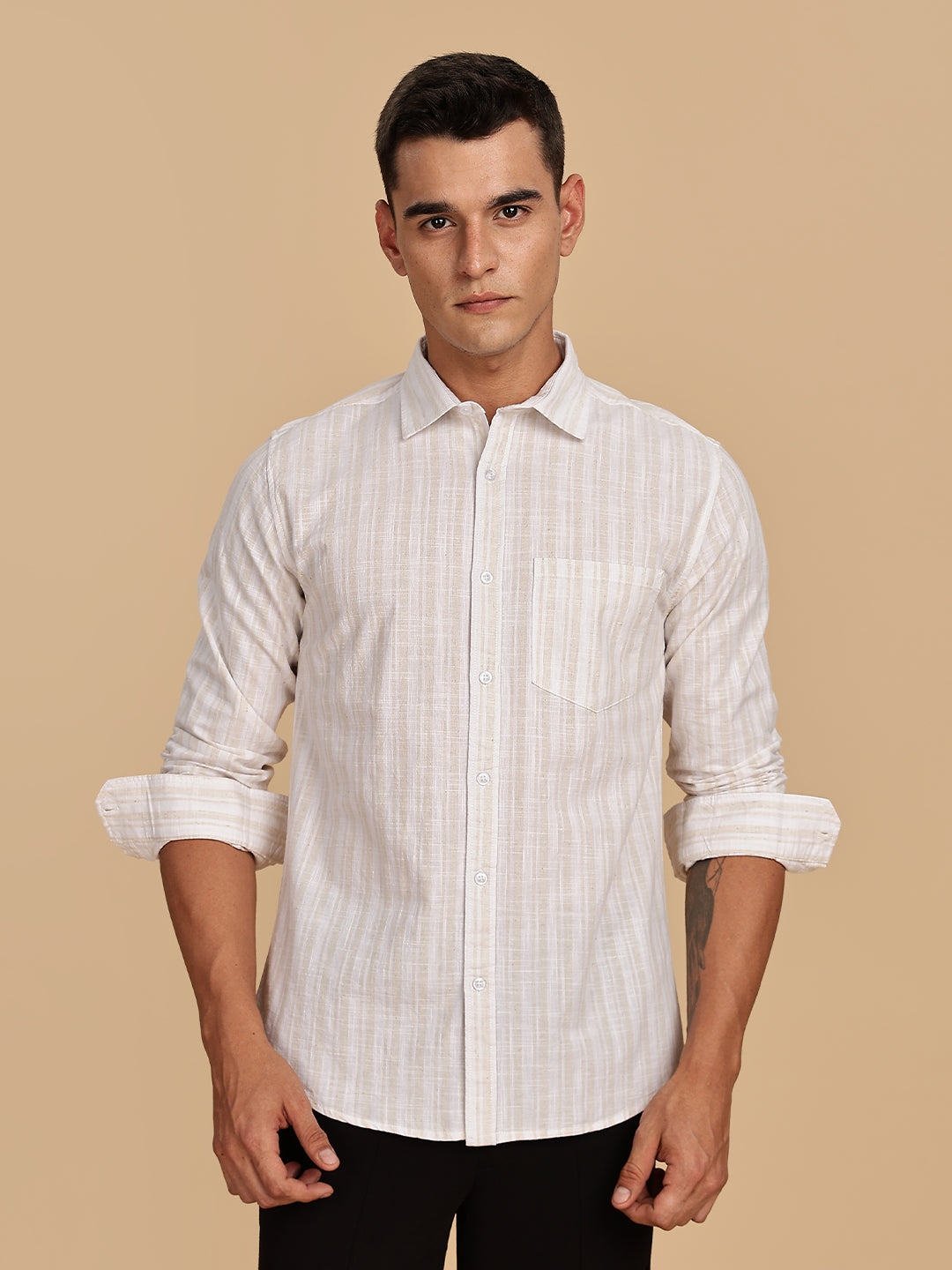 Organic Khadi Linen Beige Shirt