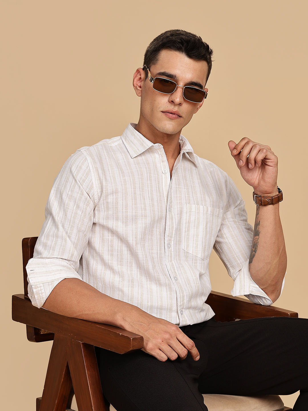 Organic Khadi Linen Beige Shirt
