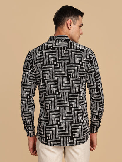 Premium Black Cotton Linen Shirt