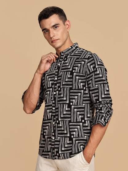 Premium Black Cotton Linen Shirt