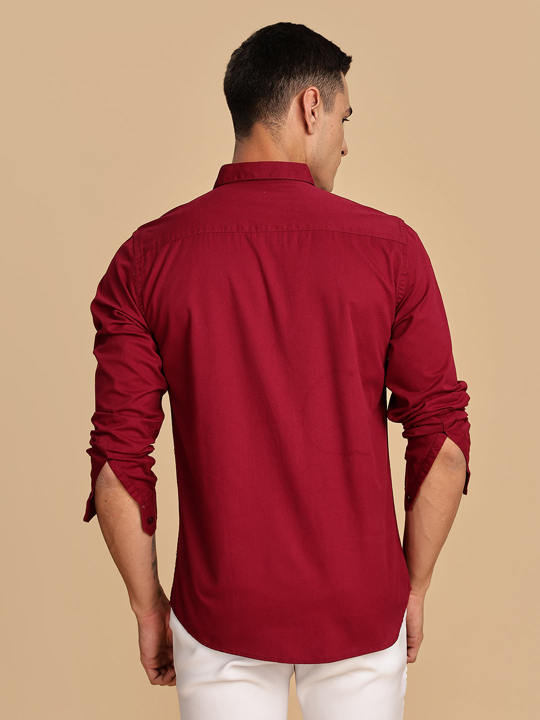 Regular Fit Maroon Cotton Shirt