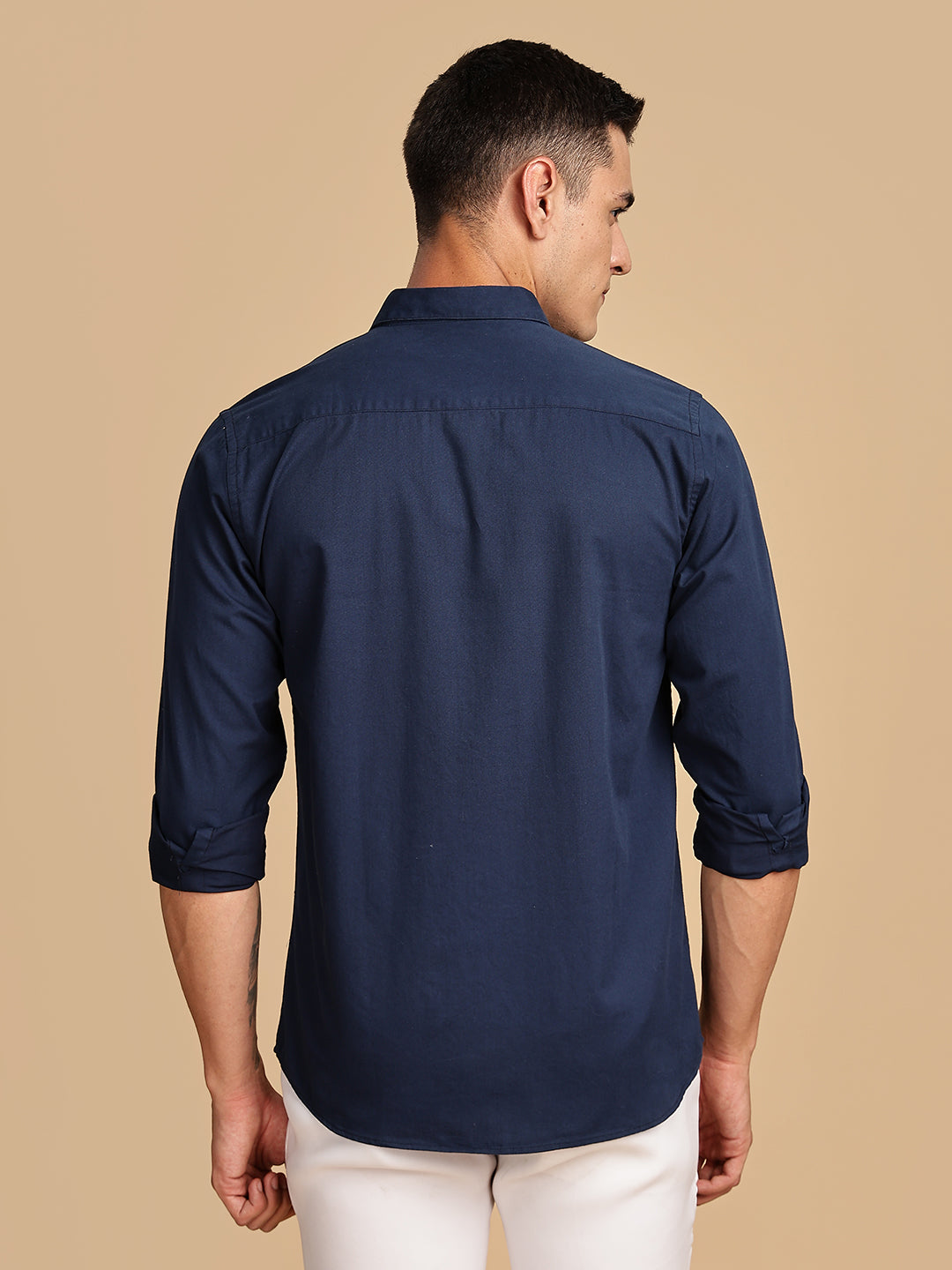 Twill Navy Blue Regular Fit Shirt
