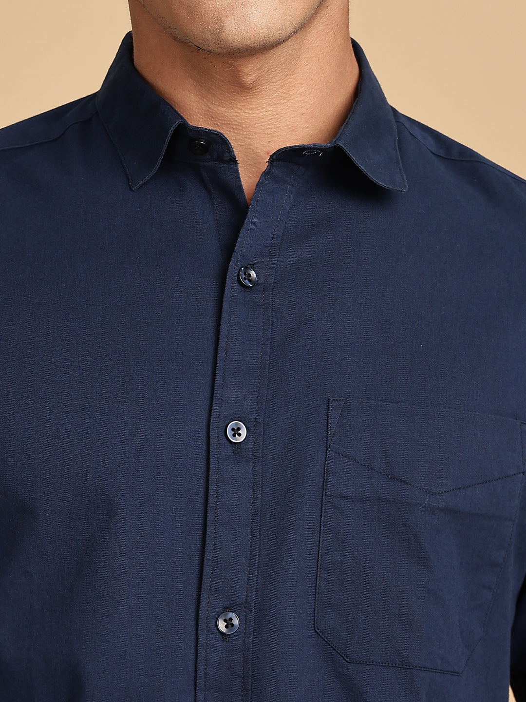 Twill Navy Blue Regular Fit Shirt