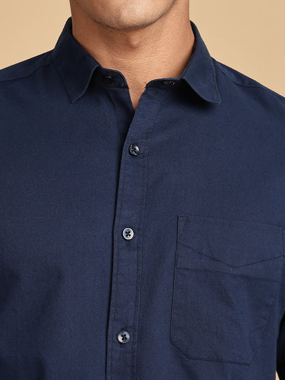Twill Navy Blue Regular Fit Shirt