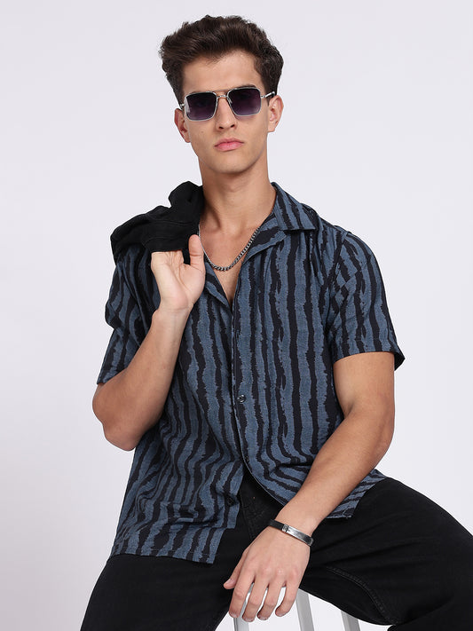Men BB Viscose Cuban Collar Shirt