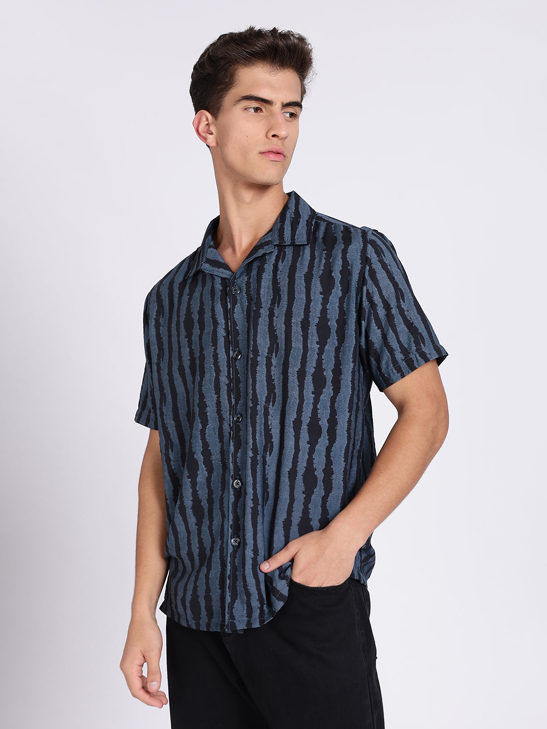 Men BB Viscose Cuban Collar Shirt