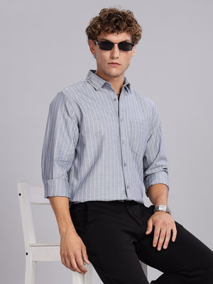 Navy Stripes Cotton Casual Shirt