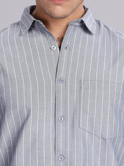 Navy Stripes Cotton Casual Shirt