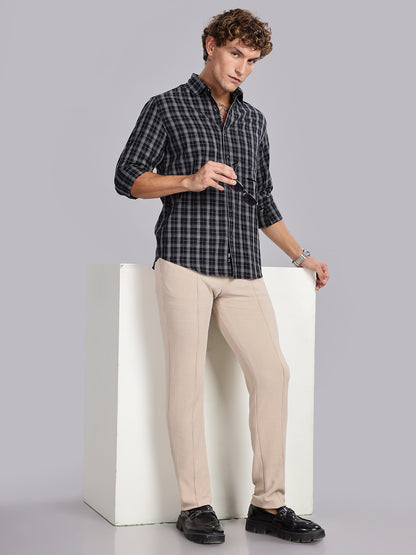 Melange Checks Black Causal Shirt