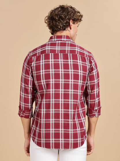 Melange Checks Maroon Casual Shirt