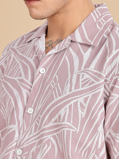 Printed Cotton Pink Linen Shirt