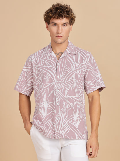 Printed Cotton Pink Linen Shirt