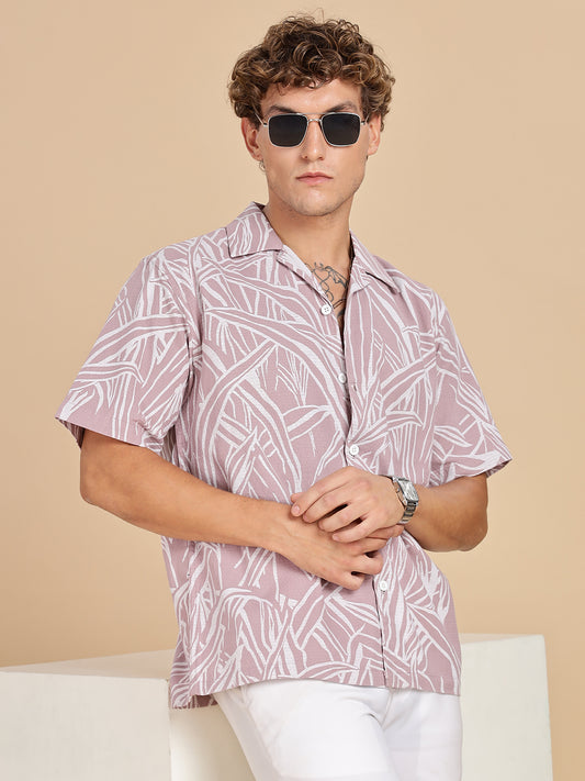 Printed Cotton Pink Linen Shirt