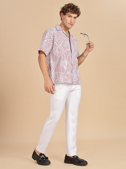 Printed Cotton Pink Linen Shirt