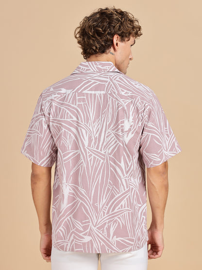 Printed Cotton Pink Linen Shirt