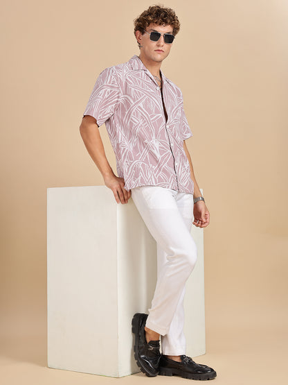 Printed Cotton Pink Linen Shirt
